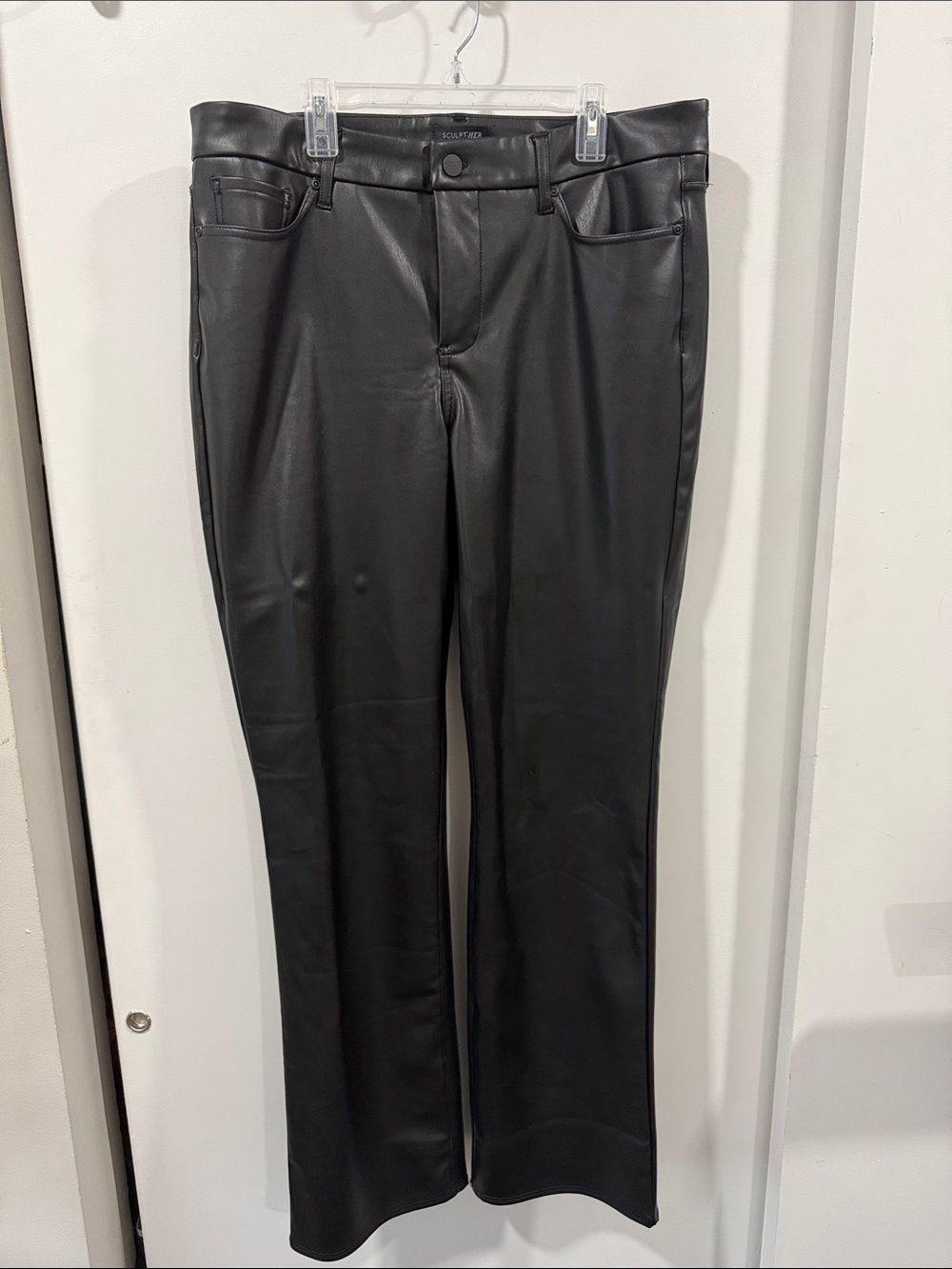 NYDJ sculpt-her Black Faux Leather Boot-Cut Pants